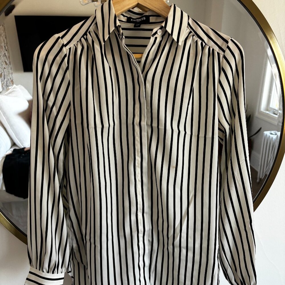 Black and white striped blouse